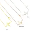 Korea EKG-hänge Kärlekshalsband hona titanstål 18K galvanisering guld Persika Hjärtformad nyckelbenskedja Färg Guldsmycken