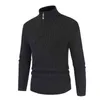 Solid Color Long Sleeve Knitted Sweater Stand Collar Turtleneck Zipper Neck Warm Keep Men Twist Sweater Pullover Male Clothing L220730