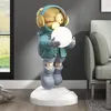 Golvlampor Kobuc Astronaut Moon Lamp Nordic Modern Resin Handgjord Spaceman Stand För Vardagsrum Sovrum Art Decor LED