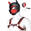 Valp lek hund huva mask bdsm bondage läder mäns bröst sele rem nack krage sexig kostym fetisch roll sexiga leksaker