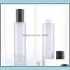 Förpackningsflaskor Office School Business Industrial Frosted Glass Cosmetic Jars Pump med plast Woodg DHSBV