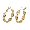 Hoop & Huggie Simple Stainless Steel Earring Coffee Beans Earrings Brincos Punk Geometric Chain For Women JewelryHoop