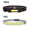 New LED Headlamp Built-in Battery V91 Sensor COB Rechargeable Headlight Head Lamp Lighting for Camping Working