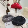 Blend de lã chique vintage London Beret com véu Mesh show dupla camada feminina chapéu de chapéu para mulheres banquetes J220722