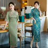 فستان الحزب الصيني الصيف التقليدي Cheongsam Vintage Pattern Long Long Women Dresses Elegant Qipao Oriental Costume