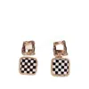 À la mode noir blanc treillis doré géométrique carré damier boucles d'oreilles pendantes pour les femmes mode bijoux Vintage boucles d'oreilles cadeau