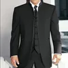 Middle Oriente Stand Collar Men Suits noivo Tuxedos de casamento Black Men's Suitle com acabamento em 3 peças FID FITAL DO PROM PROM VIDOS DE FESTO MENINOS BLAZER