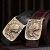 Cinturones VVBrown Brass Buckle Cocodrilo Men Belt Business Smooth Leather