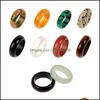 Solitaire Ring Rings Jewelry Random Mixed 8Mm Natural Stone Opal Turquoises Black Onyx Tiger Eye Sodalite Malachite Gift Finger For Women Me