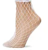 Fishnet Anklet Socks Fashion Women's Big Net Mesh Striped Crew Cuff Ankle Short Stockings Black White