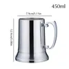 16oz Double Wall Stainless Steel Tankard Double Wall Beer Mug Cocktail Breakfast Tea Milk Mugs With Handgrip Coffee Cup Bar Tools Drinkware FY5306 0609