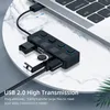 USB 2.0 HUB Multi USB Splitter 4 Ports Expander USB Adapter w/ LED Indicator Power Switch Flash Drives for Laptop PC