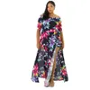 2022 Summer S-5XL Floral Print Siamese Long Dress For Womens Strapless Splits Beach Style Maxi Dresses S3074