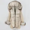 Women's Fur & Faux OFTBUY 2023 Fashion Winter Jacket Women Real Coat Natural Collar Loose Long Parkas Big Outerwear Detachable