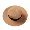 Ladies Sun Boater Flat Hats Small Bee Sequins Straw Retro Gold Braided Female Sunshade Shine Cap RH 220725