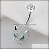 Body Arts S925 Sterling Sier Leopard Belly Button Ring 14G Navel Barbell Studs Piercing Screw Bar Drop Delive Topscissors Dhru3