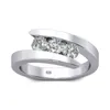 Szjinao 100% 925 Sterling Silver 03ct 3 Stones Engagement Moissanite Ring för kvinnor Kvinna Diamant Smycken med 3 certifikat