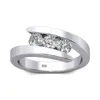 Szjinao 100% 925 Sterling Silver 03ct 3 Stones Engagement Moissanite Ring för kvinnor Kvinna Diamant Smycken med 3 certifikat