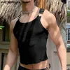 Fashion Men Tank Tops O neck Solid Color Sleeveless Pockets Suspender Vests Skinny Streetwear Sexy Vacation 5XL INCERUN 220624