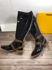 Top luxury - F High Heels Boot Women Knee-high Slip-on Waterproof Low Solid fashion latest female Rain Boots