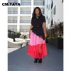 CM. Yaya Kobiety w rozmiarze Plus Patchwork z krótkim rękawem luźne proste maxi długie sukienki mody streetwear vestidos Summer 220516