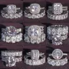 Luxury Real 925 Sterling Silver Oval Princess Cut Anillo de boda Ring para mujeres Banda de compromiso Eternity Jewelry Zirconia R4975 P0818272S
