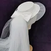 Başlıklar Düğün Şapkası Kadın Beyaz Çift Katman Saten Kadınlar Top Bow Gelin Peçe Velo de Novia Partisi Accessoire Cheveuxheadpieces
