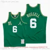 Custom 1962-63 Bill Basketball 6 Russell Jerseys Cosido Blanco Verde Negro Retro Russell Legend Vintage Jersey Tamaño S-XXXL hombre mujer joven niños