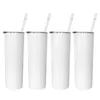 Sublimation Straight Tumblers with Lid Plastic Straw Blanks Oblique shape Tumblers 20/30oz Stainless Steel Car Cups Travel Mugs Insulated Water mugsZC1030