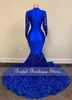 흑인 여자를위한 로얄 블루 스파클 스팽글 인어 무도회 드레스 2022 ASO EBI 파티 드레스 아프리카 이브닝 가운 공식 로브 드 발 04294O