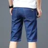 Grande taille 42 44 été hommes affaires Denim Shorts mode décontracté Stretch mince bleu mince jean court hommes marque vêtements 220722