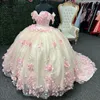 Modest 3D Flowers Appliques Lace Quinceanera Dress Off the Shoulder Sweet 15 Gowns Custom Made Junior Girls Pageant Vestidos