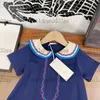 Abito per bambini di alto livello estivo in stile preppy blu blu design blu femmine abiti in cotone classici gonne per bambini taglia 100160cm8688728