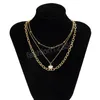 Boho blanc pêche coeur pendentif collier femmes rétro mode or métal O-chaîne clavicule colliers filles charme anniversaire bijoux