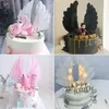 Mignon ange aile plume gâteau Topper pour bébé douche enfants fête d'anniversaire décoration fournitures mariage Dessert gâteau décor outils