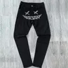 Jeans masculino rasgado elástico preto skinny broca punk streetwear calças de motociclista roupas justas calças de brim lápis