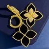 2024 Nouveau modèle Stud Four Leaf Clover Stud Boucle d'oreille Designer Bijoux Or Argent Nacre Vert Fleur Boucle d'oreille Lien Chaîne Femmes Cadeau Hjfd