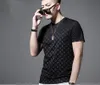 227 New ed ummer Slim Half-sleeve Printing Hot Drill Personality Trendy Ins Round Neck Men's T-shirt Black