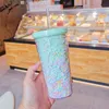 tumblers double-layer plastic cup with straw water cup girl home office breakfast milk juice cups 500ml