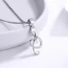Chains Sterling Silver Necklace White Gold Musical Note Pendant For Women 925 JewelryChains
