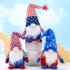 Party Suppleie Independence Day Patriotiska Gnome Figurer Plush Dock 4th of July Memorial Day Decoration Home Inoor Ornament BBA13122