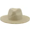 Klassieke massief kwast Natuurlijk Panama Zacht gevormde Straw Hat Zomer Vrouwen/Mannen Wijd rand Zon Sun Cap UV Bescherming Fedora Hat