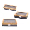 Titta på rutor Fall Box Display Case Retro Wood Portable Velvet Foder för klockor Lockwatch Hele22