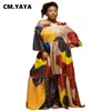 Cm.yaya dames plus size jurk afdrukken uit schouderpolspoleg puff mouw losse lange maxi jurken mode streetwear outfit zomer 220516