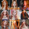 Hair Synthetic Wigs Cosplay Feelsi Synthetic Pure Red Black Orange Wig Long Water Wave Halloween Cosplay s for Women High Temperature Fiber