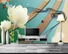 3d wallpaper mural dreamy white lotus fashion sofa living room TV family art background wall silk waterproof material