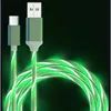 1m Magnetic Fast Charging USB Cables Flowing Light cellPhone Accessories Cable Led Luminous Micro phone type-c data Cables