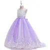 Mädchen Sommerkleid Brautjungfer Kinder Kleider für Mädchen Kinder Lang Puffy Prinzessin Rock Party Hochzeit 79my T2