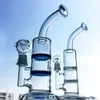 Огрозистые кальяны соты Perc Clear Blue Glass Bongs Turbine Disc Percolator Масло масло.