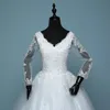 Altri abiti da sposa 2022 Abito di alta qualità Manica lunga Scollo a V Abito da ballo Coda di pizzo Robe De Mariee Real Po Bridal